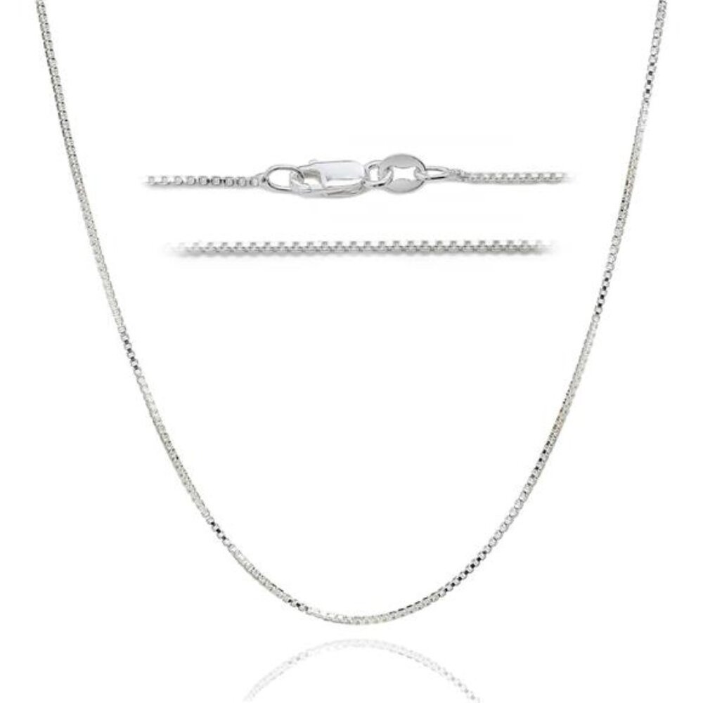925 Sterling Silver Necklace for Women, Box Chain 1mm, Lobster Claw Clasps